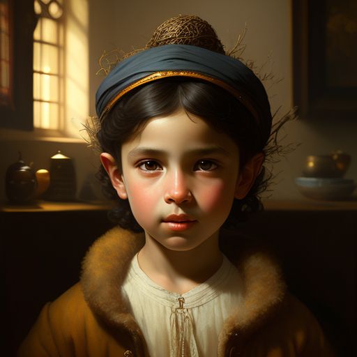 a boy with a bird nest on his head