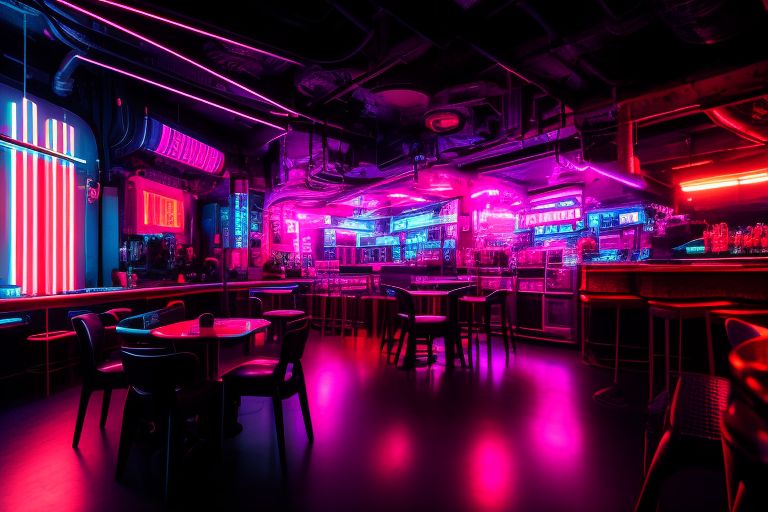 Elysium - interdimensional cyberpunk nightclub with neon