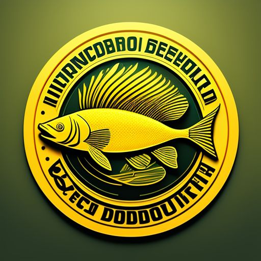 rUi_fLoreNciO: logotipo redondo, desenho de peixe, amarelo