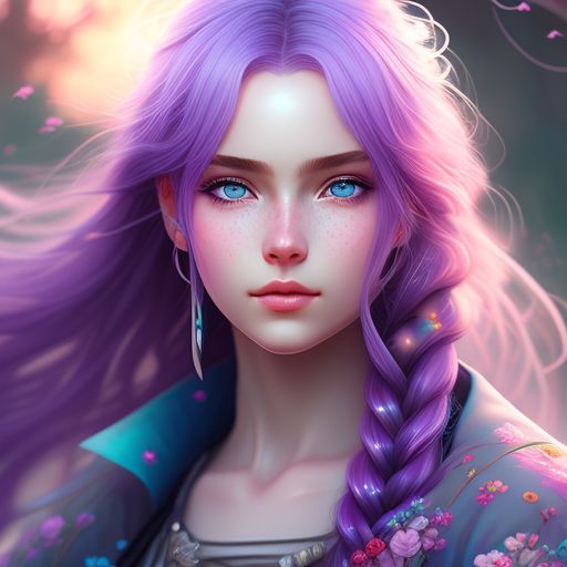 scary-marten326: girl with purple hair down and with braids and blue eyes