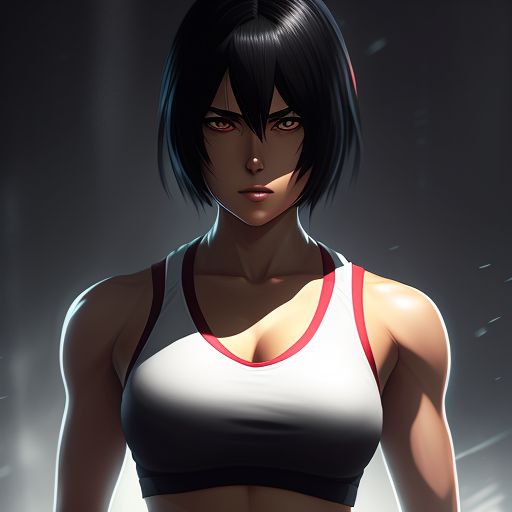 truthful-bee683: Mikasa Ackerman, gym, bra, eren yeager