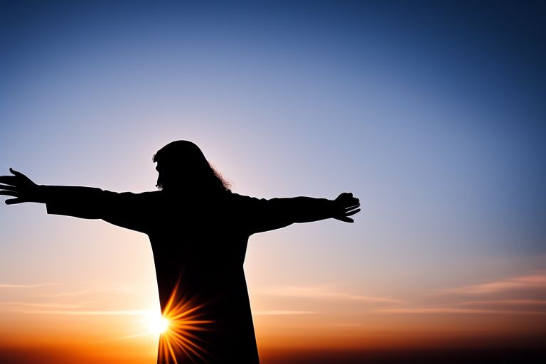 Pongchenko: jesus with outstretched hands against blue sky