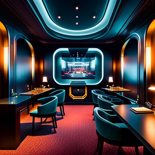 A hotel for innovation that marries the look of 1940s detective office and 2000s sci-fi , Futuristic Dystopian, film noir