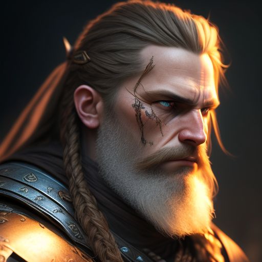 low-snail889: portrait of a fierce middle aged viking warrior, long ...