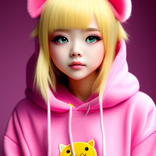 Anime Girl Pink Hair Yellow Eyes