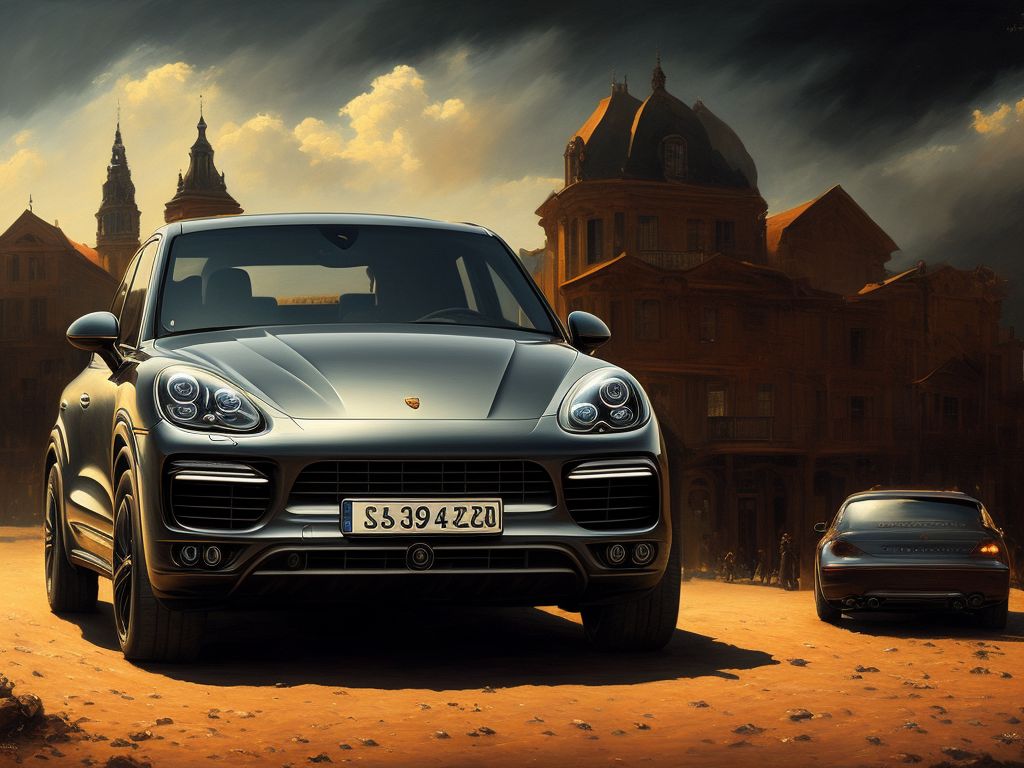 coskun-u: porsche cayenne, oil painting, salvador dali style