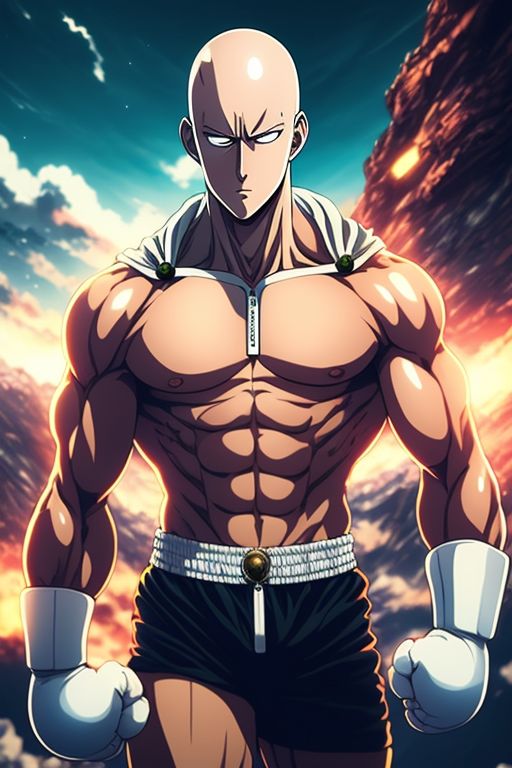 aware gnu284 One punch man Saitama boxing in speedo bulge