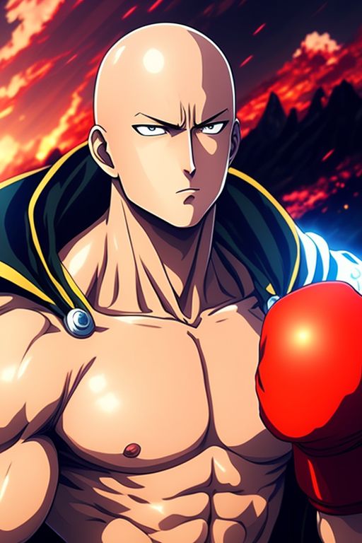 aware-gnu284: One punch man Saitama boxing while nakie wee wee bulge