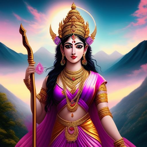 Right Beaver Hindu Goddess Maa Parvati Devi Stands Tall Her