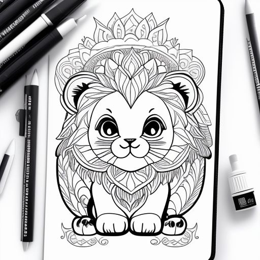 Sketchbook: A Cute Lion Kawaii Sketchbook for Kids: 100 Pages of 8.5 x 11  Large Blank Paper for Drawing, Doodling Painting or Sketching (Painting