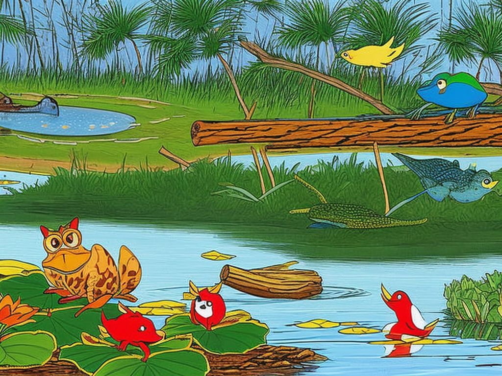 cartoon pond scene