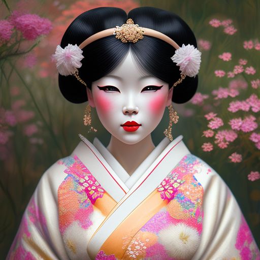 Walk77: geisha, Highly, white hair, detailed, by artist amanda blake ...