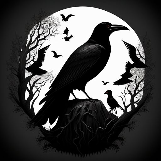 immense-lion440: Blackwork tattoo design ilustration, scary, witch and ravens