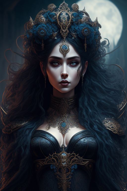 dreary-wren426: ornate, intricate details, beautiful medusa goddess, gothic  style, hyper-realistic fantasy art, digital illustration, full shot, black  blue