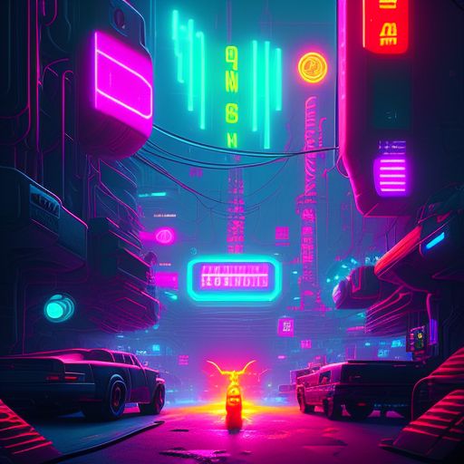 22 pixels crypto animals world, in a neon world, with cyberpunk lighting, Detailed, Digital painting, Artstation, low saturation, by simon stalenhag, Syd Mead, and john frye.