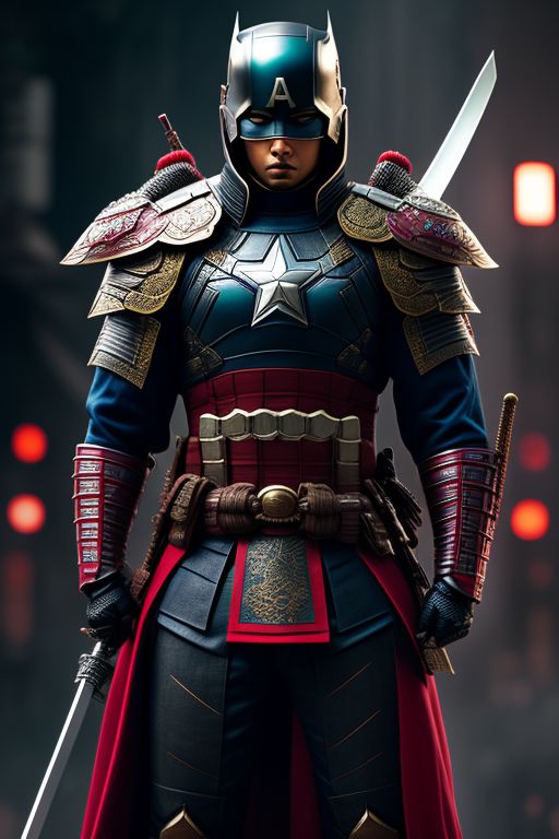 milky-swan39: A samurai Captain America, female samurai