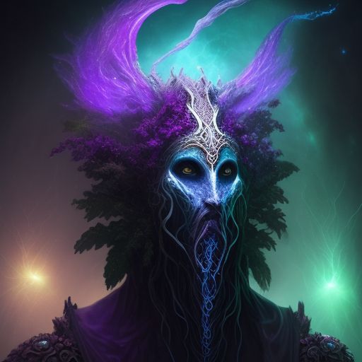oil painting portrait of a druidic humanoid creature made of ethereal ...
