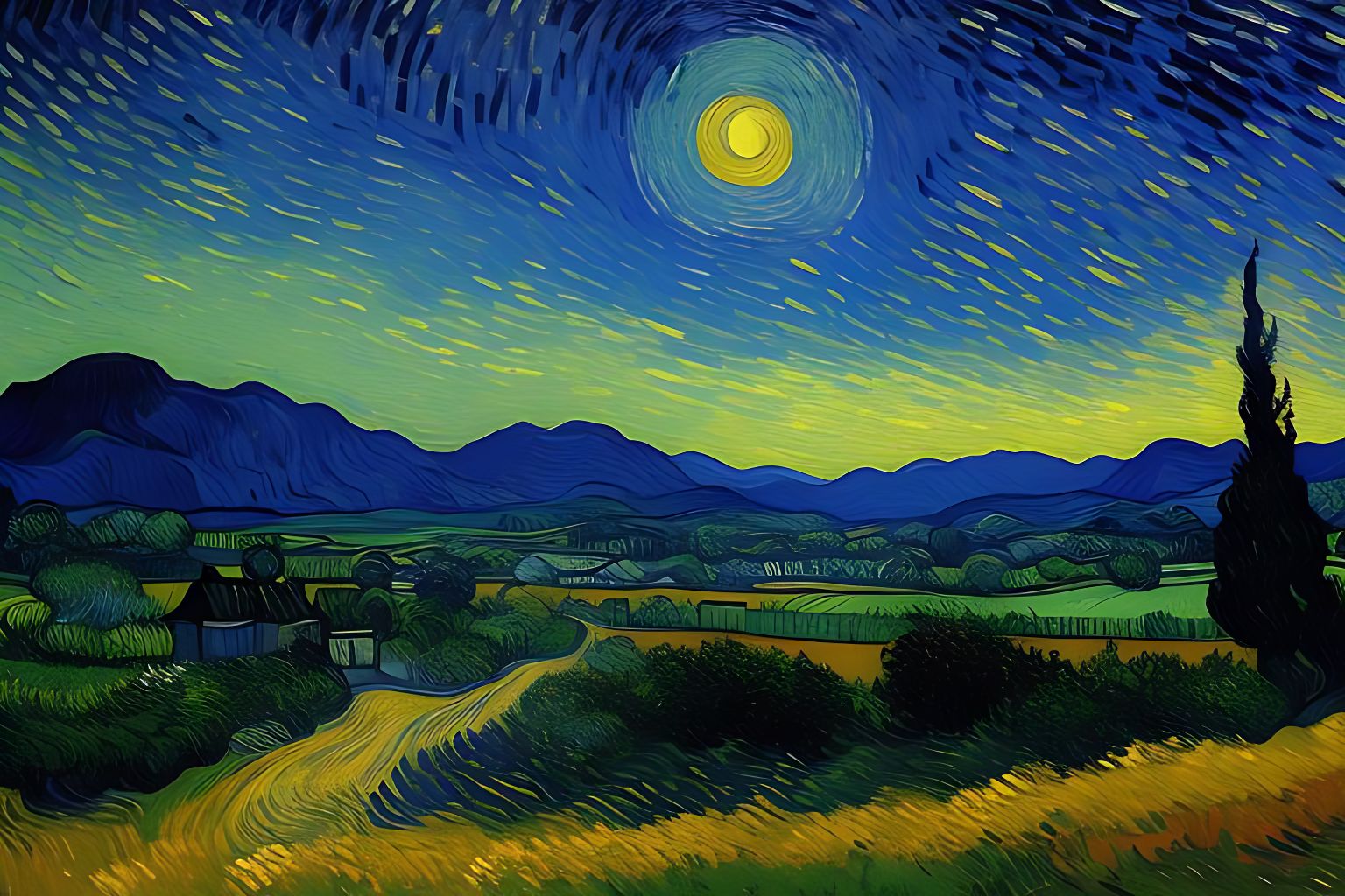 dnb: Landscape at Twilight by Vincent van Gogh