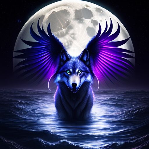 purple wolf with wings