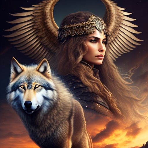 dry-narwhal382: angelic valkyrie winged female with blonde brown curly hair