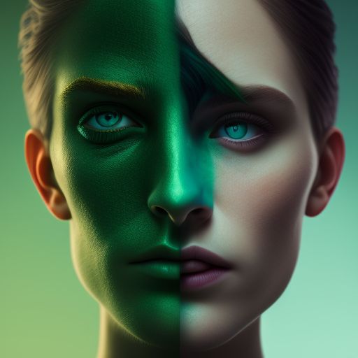 wiseturtle916 half face good, and other half evil with blue/green eyes