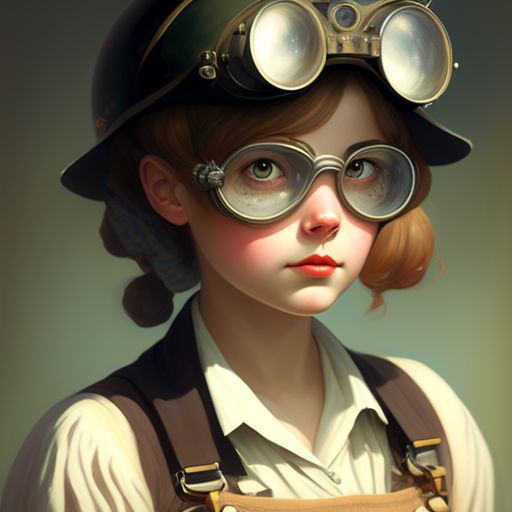 handy-cat773: Portrait of a young girl, a steam-punk engineer in ...