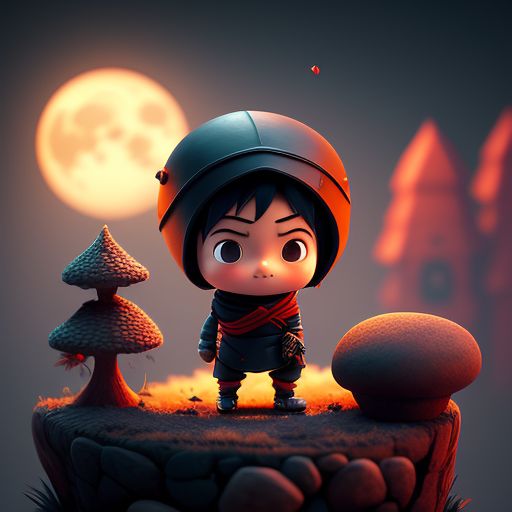 sick-ram510: a cute ninja boy in black with with a red full moon background