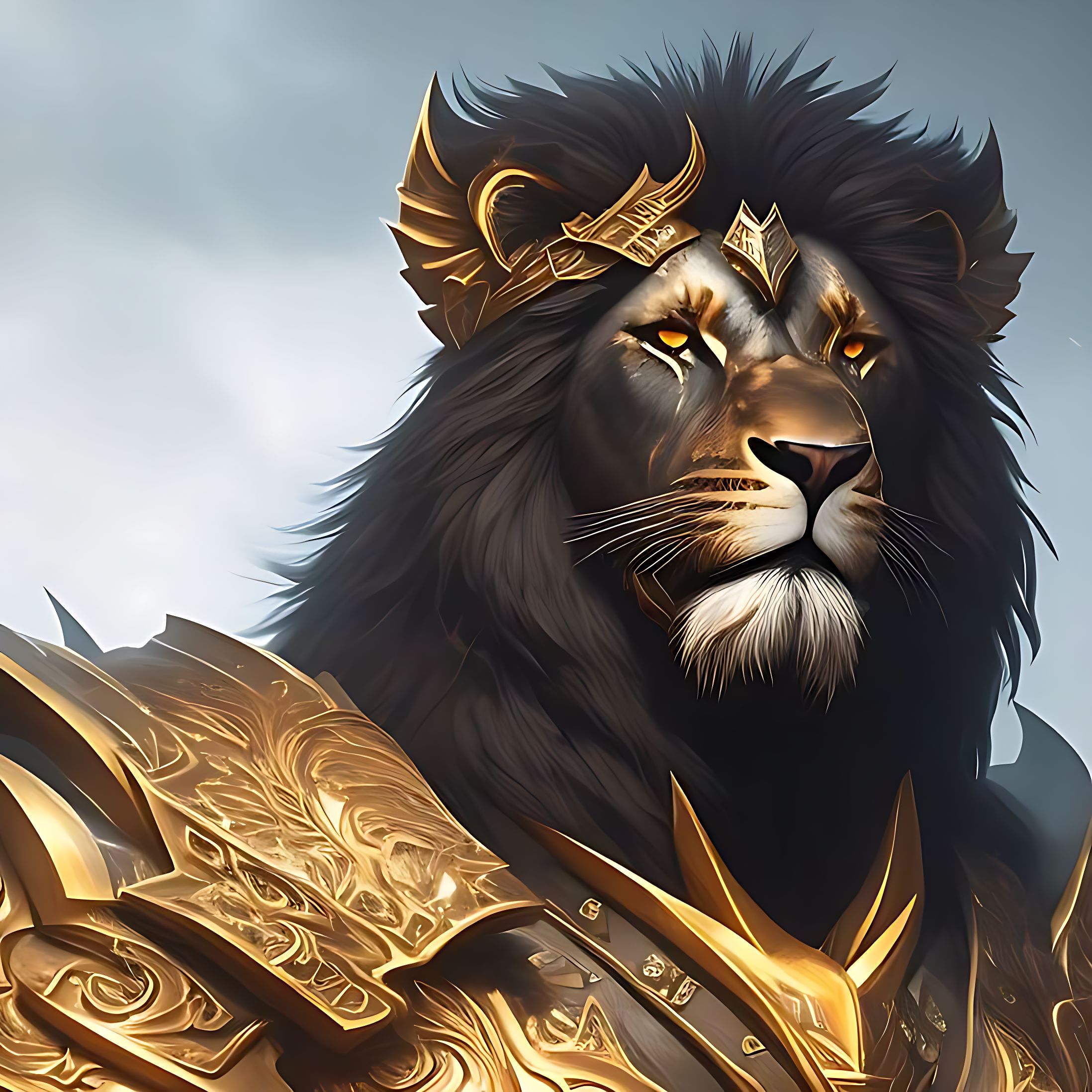 Black Lion With Red Eyes