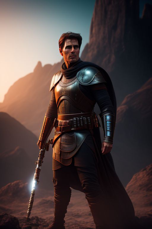 Tom cruise as a Jedi standing with Ashoka, unreal  engine 5,full body portrait of 2 humans, Cinematic, Photography, Sharp, Hasselblad, Dramatic Lighting, Depth of field, Medium shot, Soft color palette, 80mm, Incredibly high detailed, Lightroom gallery