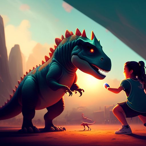 selfish-deer612: A dinosaur and a girl playing volleyball