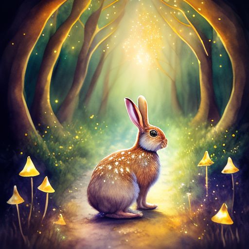 Mascotter: rabbit on a forrest path, mystical, mythical, magic ...