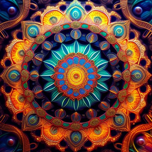 dreamrezzer: colorful psychedelic mandala, ancient vimana, lotus petals ...