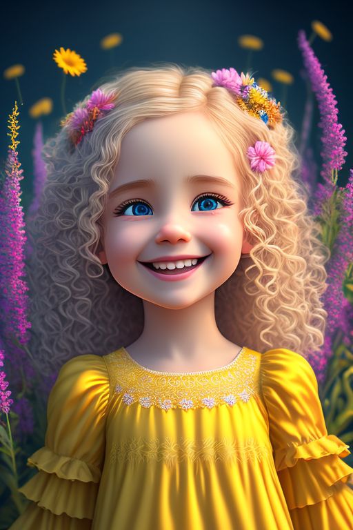 cartoon little girl with blonde hair