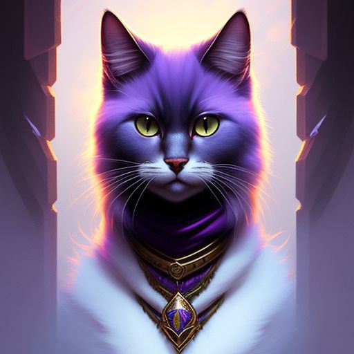 tabaxi mage antropomorphic ragdoll cat dungeons and dragons character portrait purple
, with anthropomorphic features of a ragdoll cat, the color palette is a striking deep purple, the style is intricate, with smooth lines and bold shading, the lighting is dramatic, casting strong shadows and bright highlights. this dungeons and dragons character portrait is highly detailed, capturing every whisker and fur tuft. trending on artstation with art by greg rutkowski and artgerm.