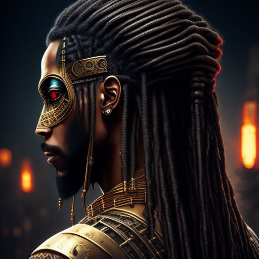 WazaLand: Dark Egyptian steampunk cyberpunk man with long dreadlocks ...