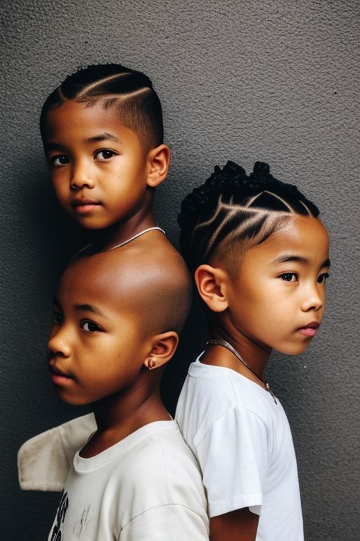 meek-locust339: Two cute Blackasian male kids with hairstyle braid