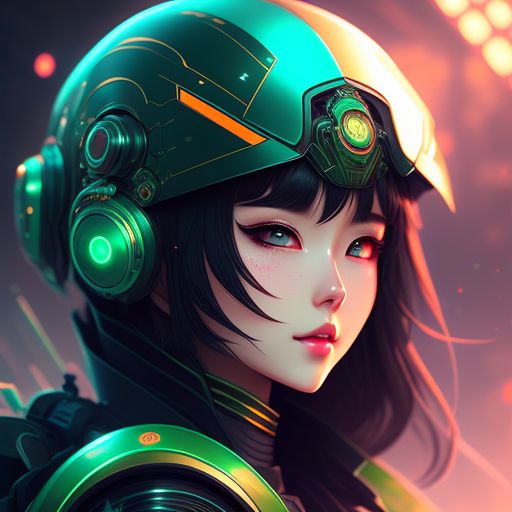 far-wombat162: anime lineart girl with a scifi helmet with chromatic ...