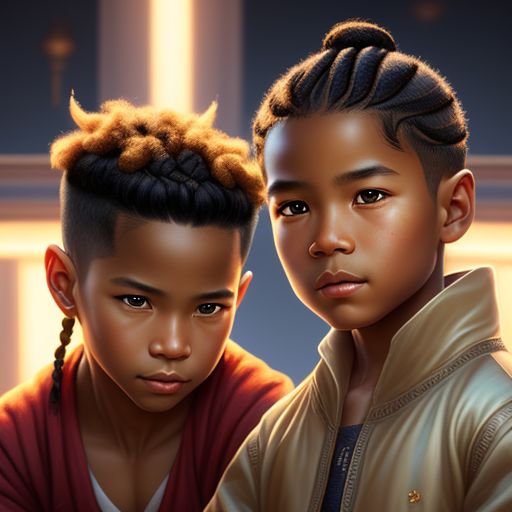 meek-locust339: Two cute male Blackasian kids with hairstyle braid