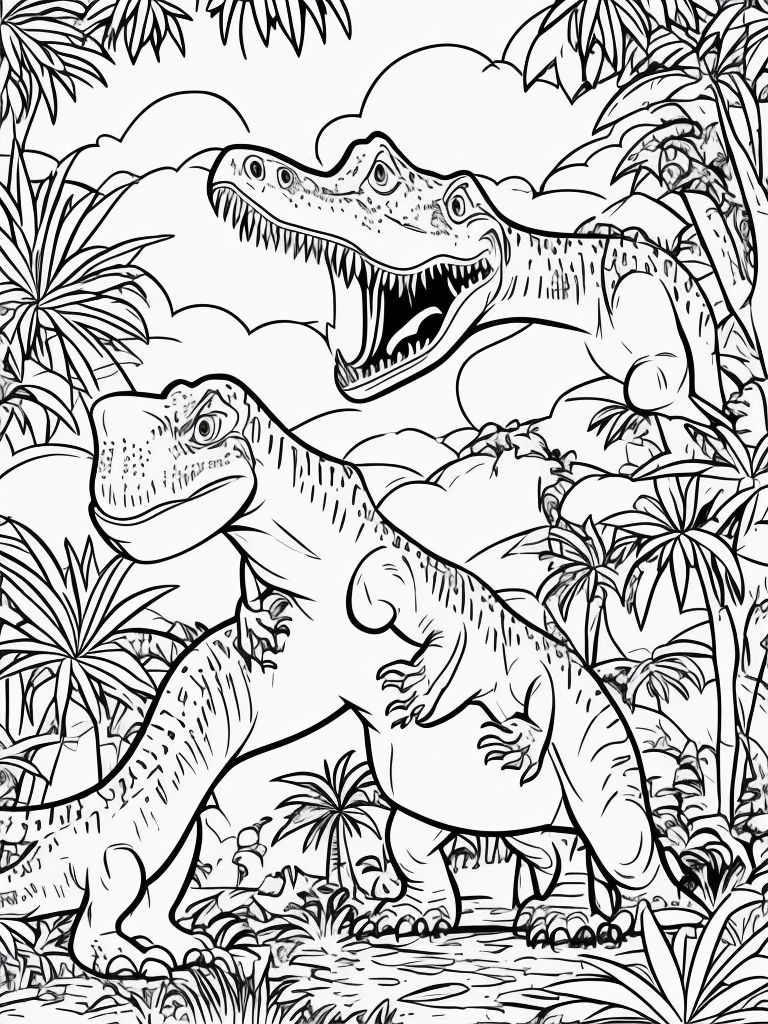 separate-pig987: colouring page for kids,Tyrannosaurus rex in Jungle ...