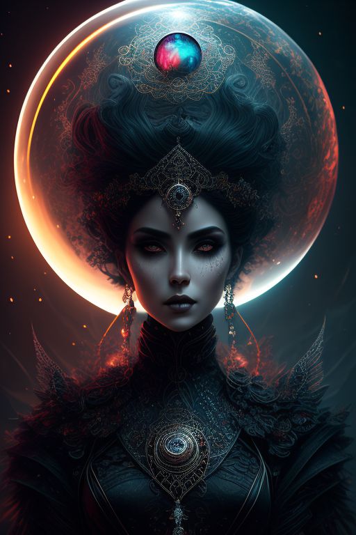 dreary-wren426: ornate, intricate details, beautiful moon goddess ...