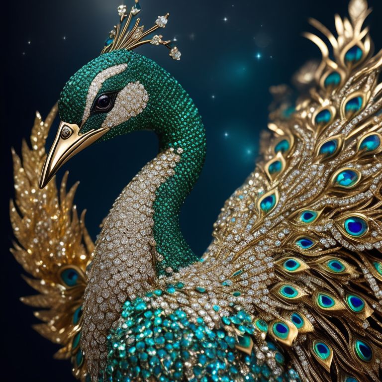 bestyak190 Magical king peacock wearing expensive jewelry that is