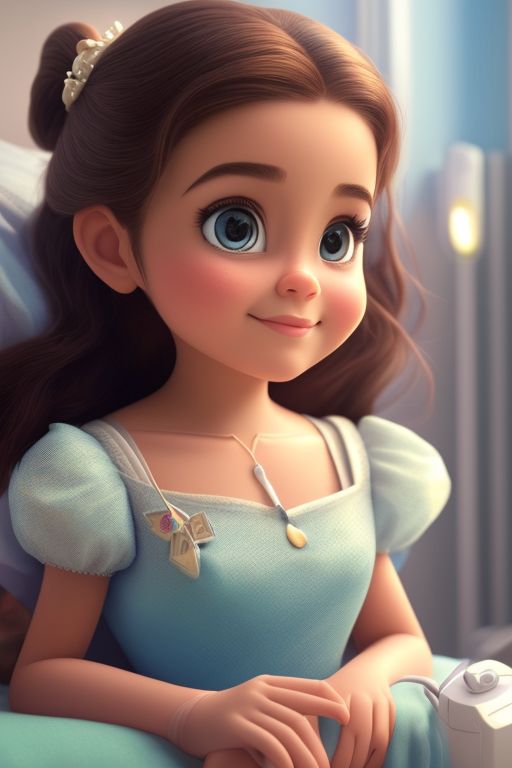 girl sitting in hospital room, Masterpiece, best quality, realistic disney animation  face, Realistic, realistic disney animation characters, realistic disney animation environment, realistic disney animation body, beautiful realistic photo of a realistic disney animation character, disney animation cinematic, nice shot, Long shot, fullbody