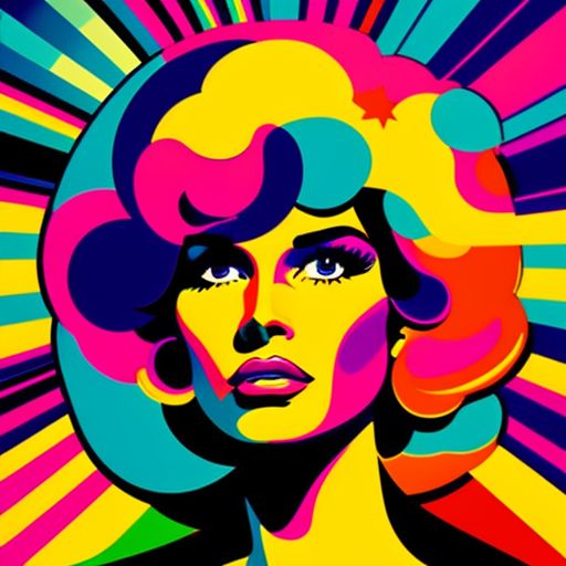 days of 60s, psychedelic colors, Bright Lighting, groovy vibe, art by peter max and romero britto and roy lichtenstein, Highly detailed, trending on artstation.