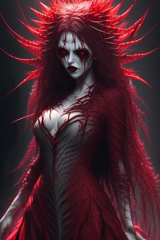 lively-skunk122: female vampire, fish scaly skin, long wavy hair, red ...