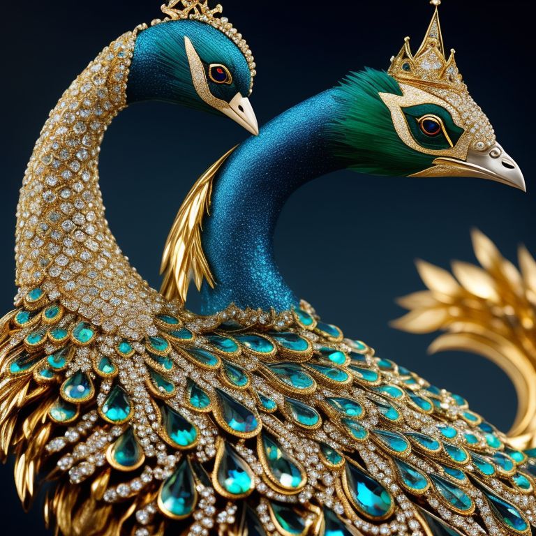Barbara King Peacock with Illuminated 10 Jeweled Gazing Ball 