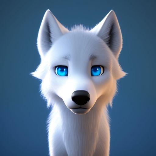 anime white wolf with blue eyes