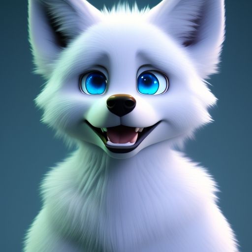 KookyCreator: scrawny white furry anthro wolf with ice blue eyes, headshot