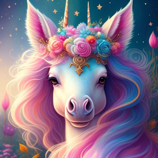 pastel-tapir406: A 3D art of a Unicorn in a magic garden, rainbow horn ...