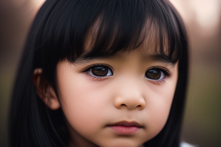 pale-donkey515: a 6-year-old girl with black hair and black eyes.