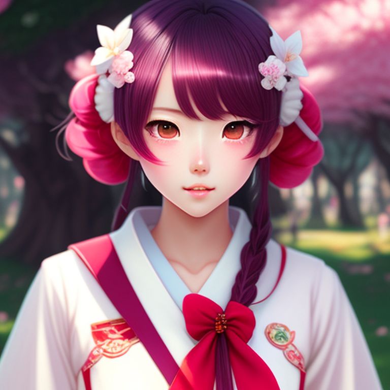 empty-seal361: Japanese high school girl with pink hair. Green eyes ...